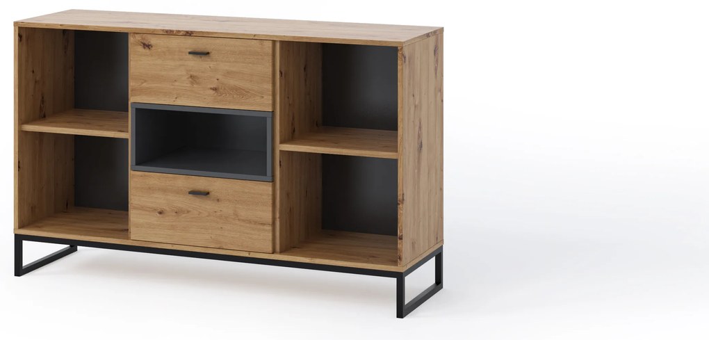 Comodă Oliver K2D2SZ (Stejar artisan + Negru mat). 1051816