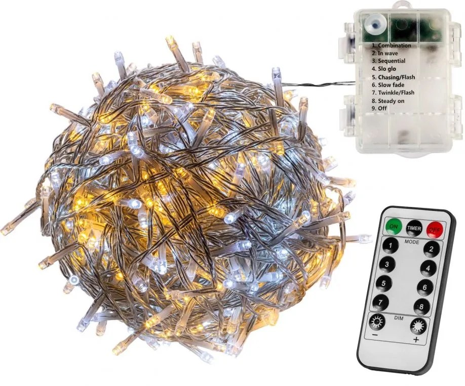 VOLTRONIC Lanț de Crăciun 10 m, 100 LED, alb cald și rece