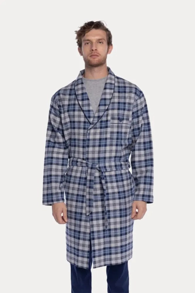 Halat de flanel pentru bărbați LUCAS XXL Albastru închis / Navy