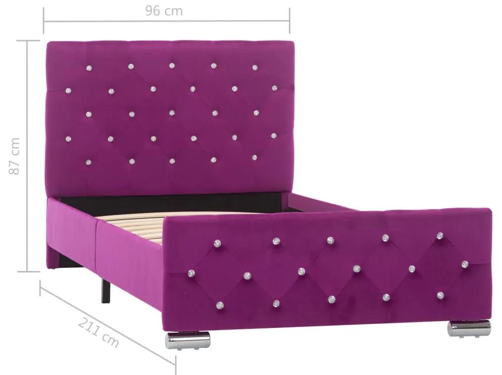 Cadru de pat, violet, 90 x 200 cm, material textil Violet, 90 x 200 cm