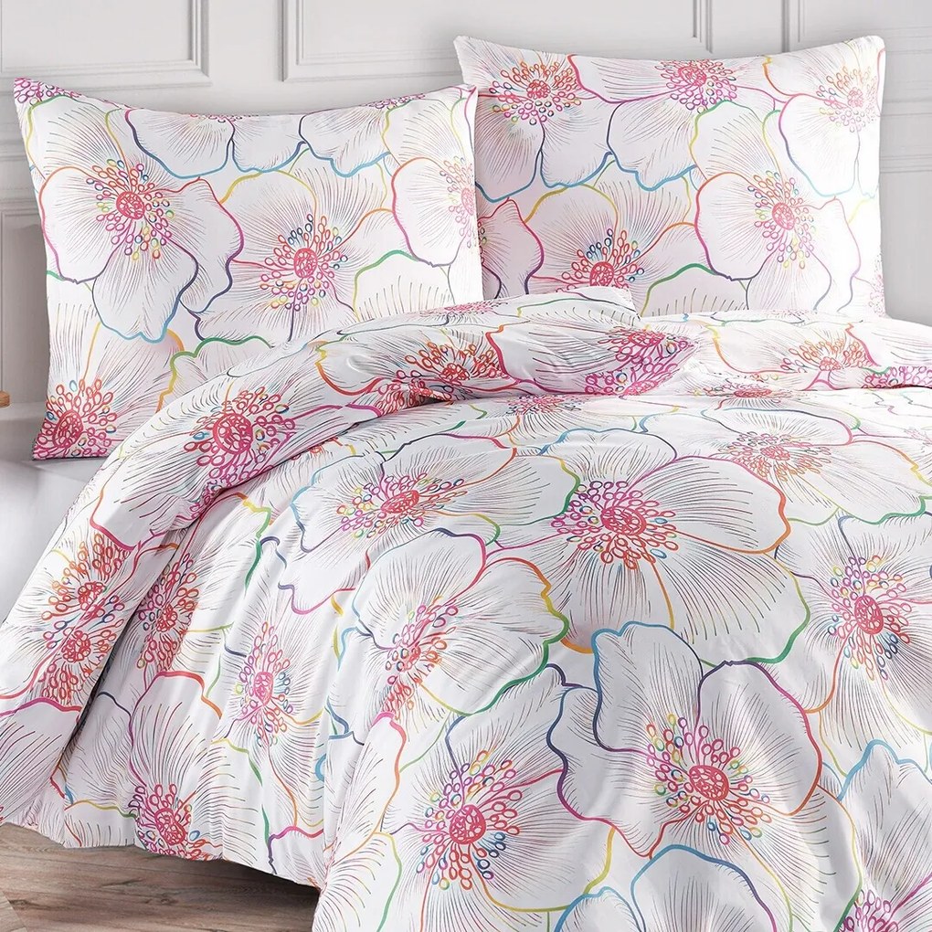 BedTex Lenjerie de pat din satin Bloom, 135 x 200 cm, 80 x 80 cm, 135 x 200 cm, 80 x 80 cm