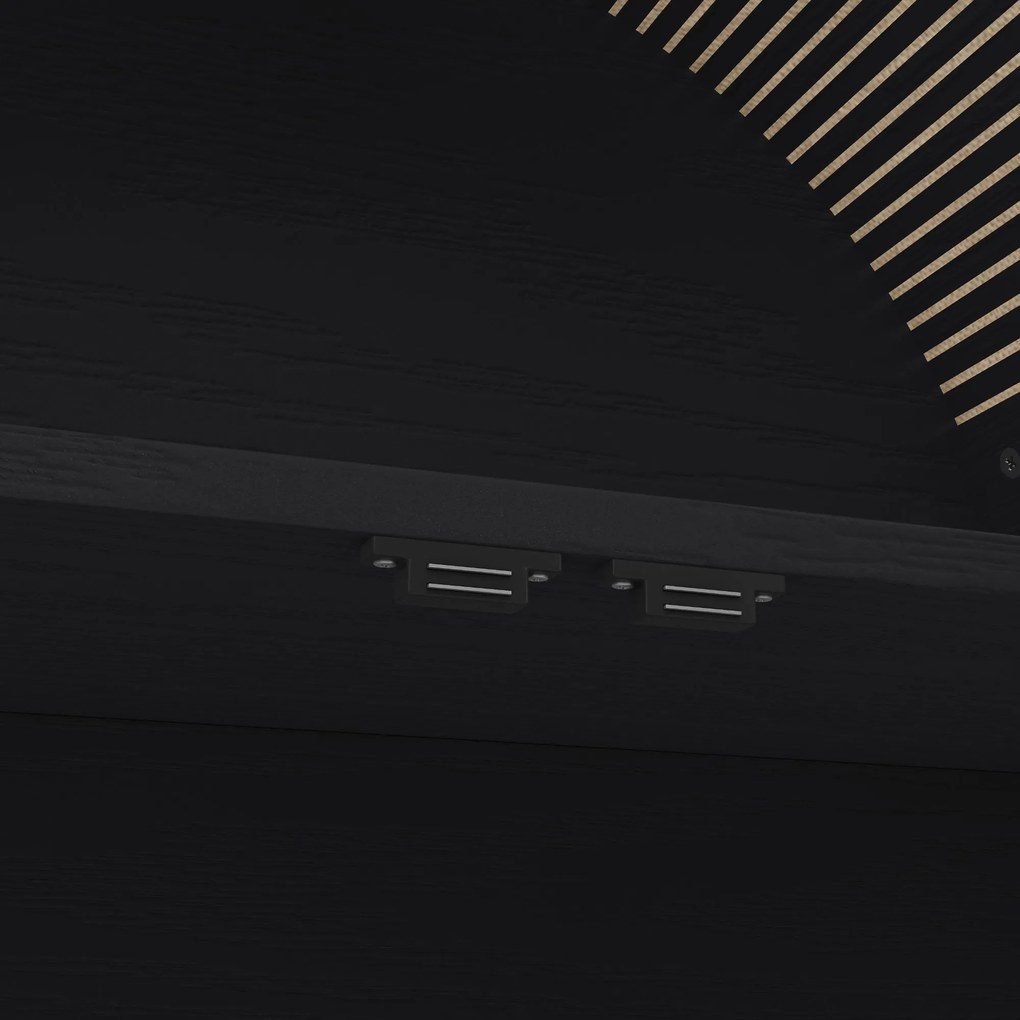 Dulap de depozitare înalt cu arc, cu 3 sertare, uși și compartiment deschis pentru expunere, pentru bucătărie și living, 70x35x180 cm, Negru