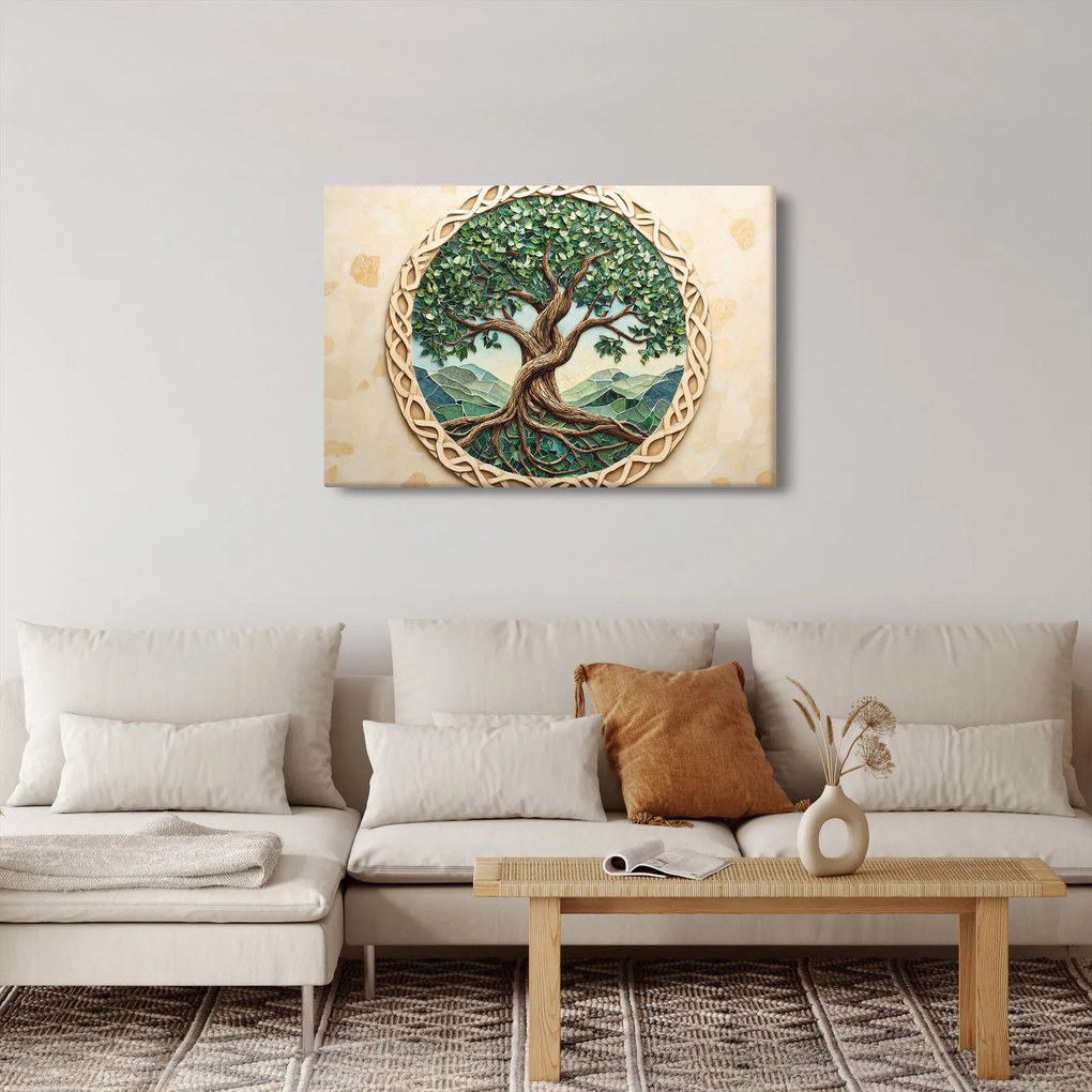 Tablou – Arborele vieții împletit (90x60 cm)