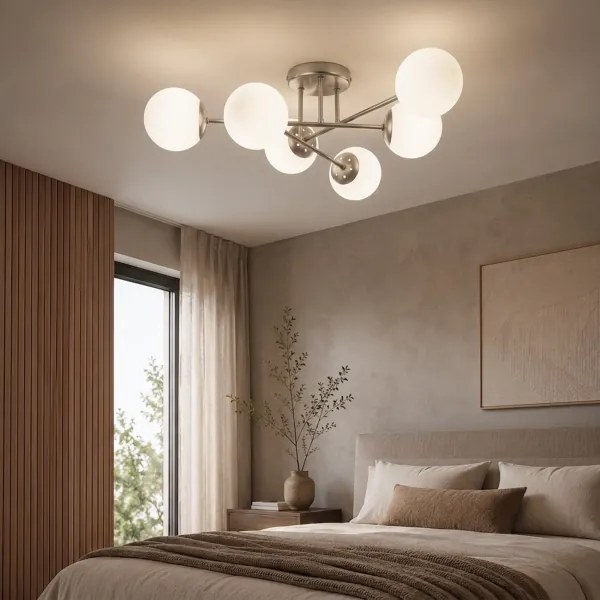 Lustră aplicată MALENA 6xE14/5W/230V crom mat/alb