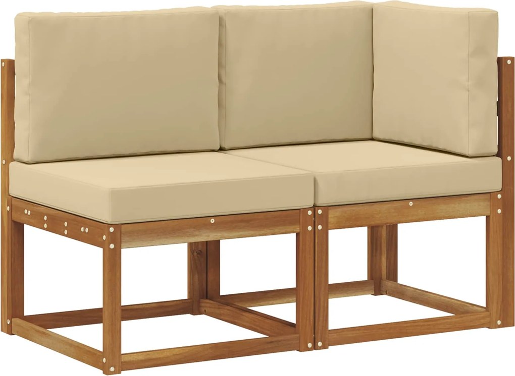 vidaXL Canapea de exterior din mijloc și colț 2 Bucată Natural și Bej