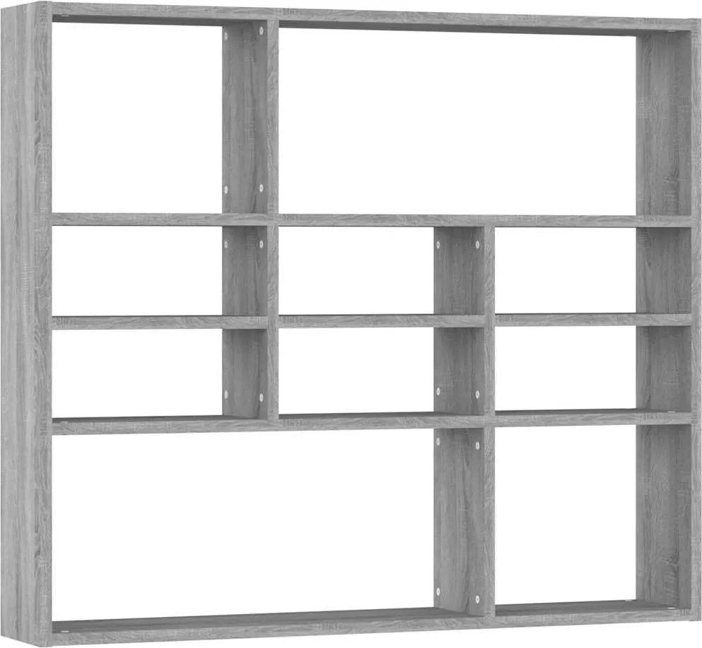 vidaXL Raft de perete, sonoma gri, 90x16x78 cm, lemn compozit