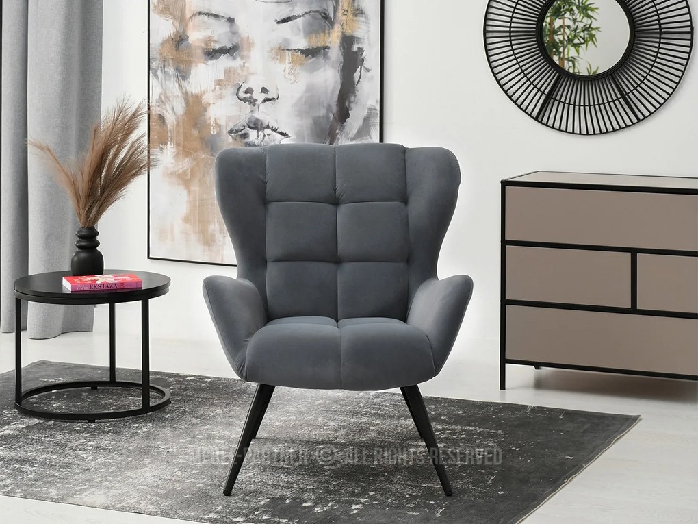 Fotoliu Kikino (grafit + negru). Promo -21%. 1110123