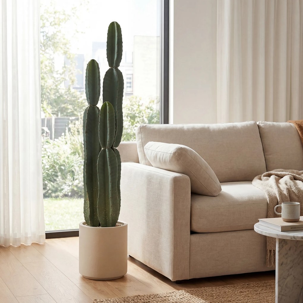 HOMCOM Plantă artificială cactus cu 3 tulpini din EVA, cu ghiveci din PP, decor pentru living, 25 x 25 x 111 cm, verde | Aosom Romania