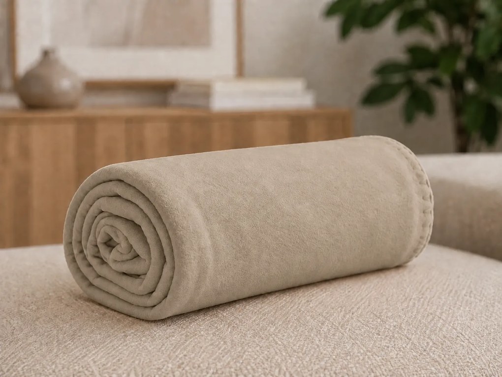 Patura din fleece FLEORA, maro deschis Dimensiune: 200 x 220 cm