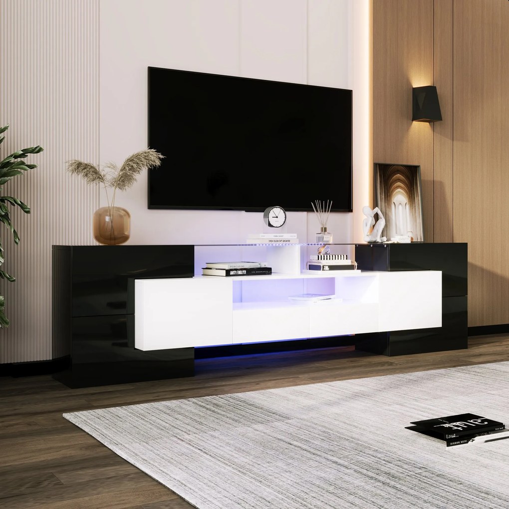 Mobilier TV, Negru+Alb | Aosom Romania