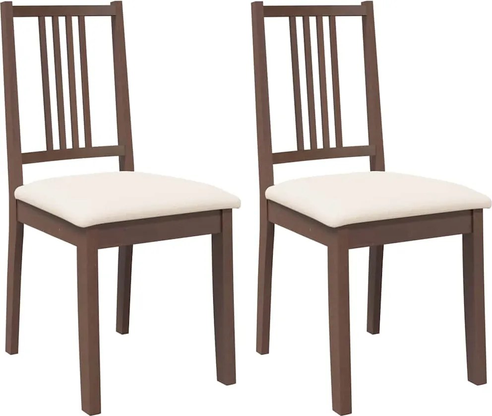 vidaXL Scaune sufragerie cu perne 2 buc. cauciuc din lemn masiv maro