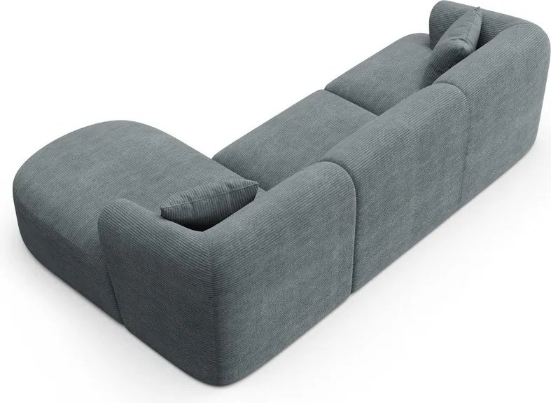 Colțar gri închis cu tapițerie din catifea reiată (cu colț pe partea dreaptă/cu șezlong) Campi – Cosmopolitan Design