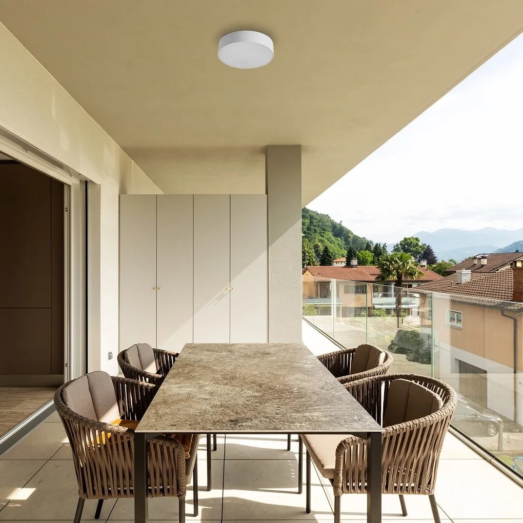 Plafoniera LED slim de exterior IP44 Tartu alb 17,5cm