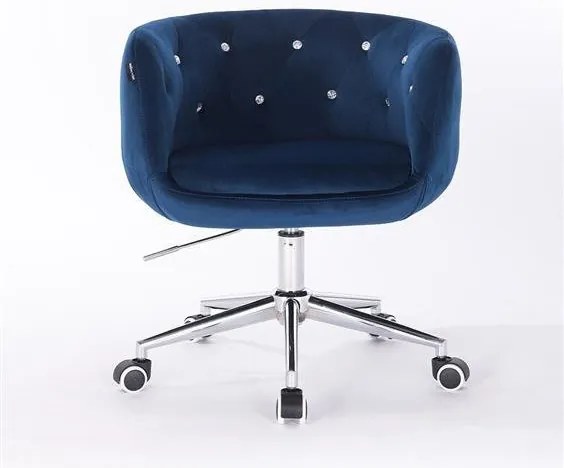 HR333K Scaun Bleumarin Catifea cu Bază Cromata