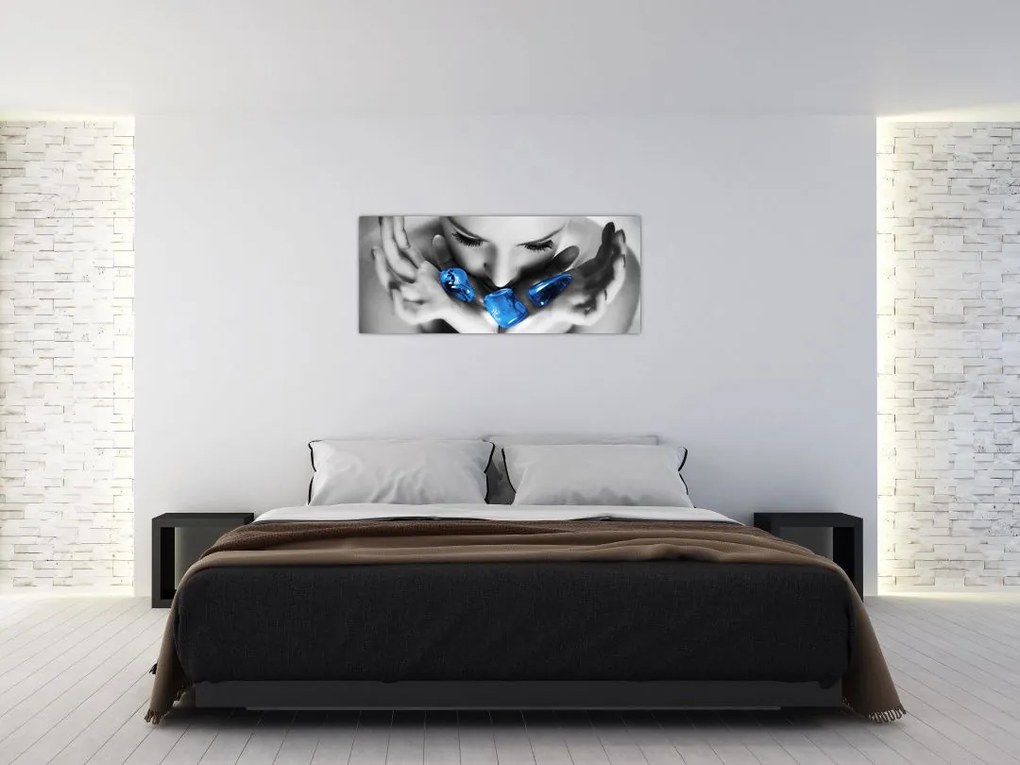 Tablou cu portretul femeii cu pietre (120x50 cm)
