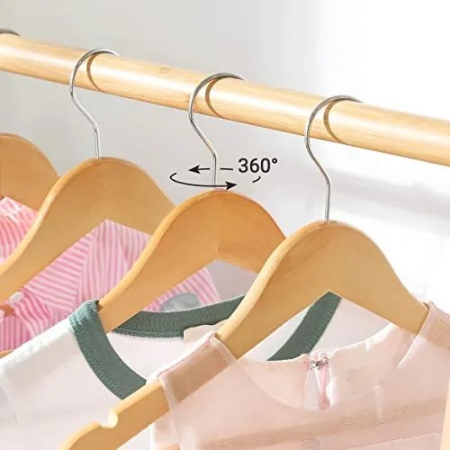 Set de 10 umerase din lemn pentru copii, Songmics, Natural, 35x1.2x20 cm