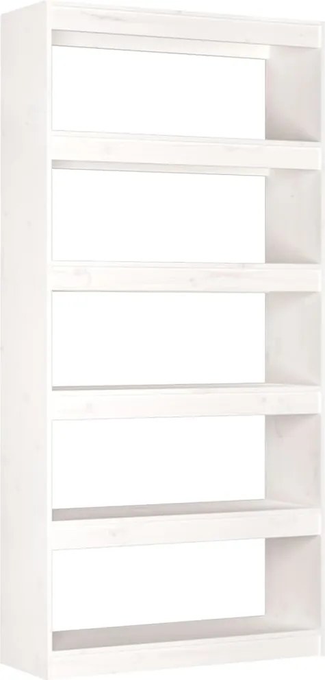 vidaXL Bibliotecă/Separator cameră, alb, 80x30x167,4 cm lemn masiv pin