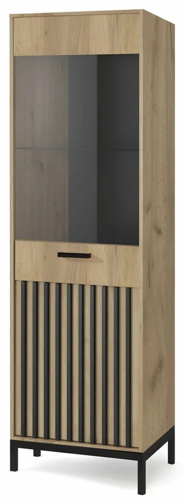 Vitrina Lamino W-1 stejar craft/negru