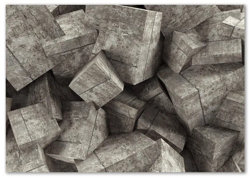 Tablou sticlă cuburi de beton