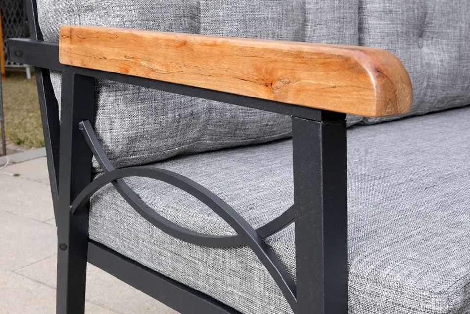 Set Mobilier Grădină, Metal / Spuma, Damla, 3 Piese, Gri Deschis