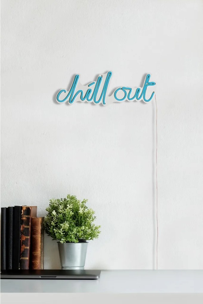 Decoratiune luminoasa LED de perete Chill Out Albastru 39x14x2 cm