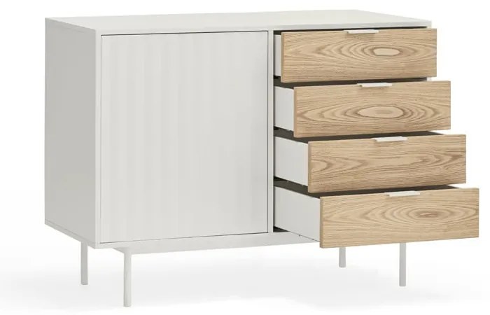 Comodă albă/în culoare naturală joasă cu aspect de lemn de stejar 108x80 cm Sierra – Teulat