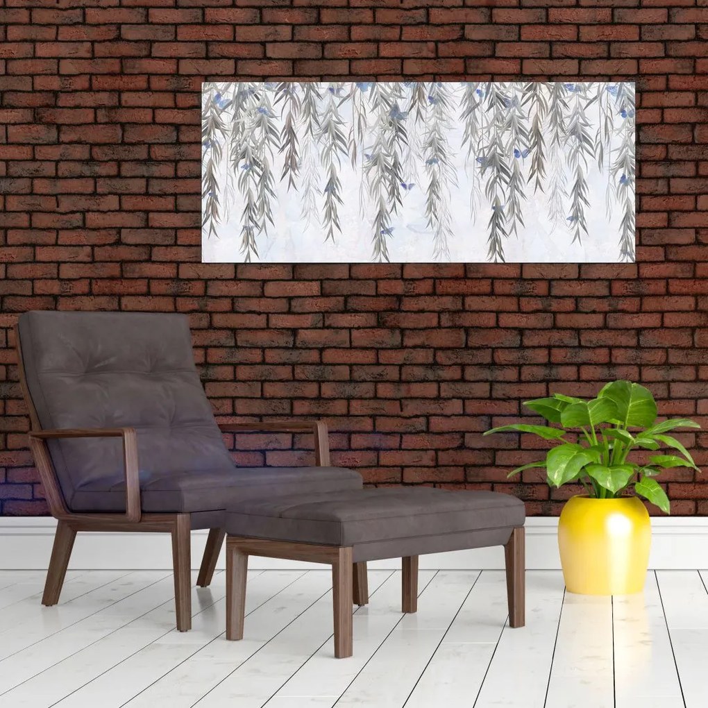 Tablou - Crenguțe de salcie cu fluturi (120x50 cm)