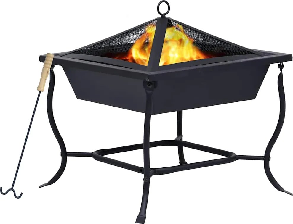vidaXL Vatră de foc, negru, 42x42x45 cm, oțel