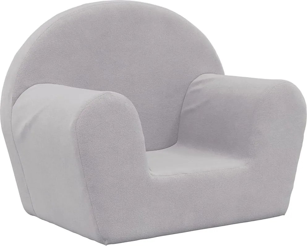 vidaXL Canapea pentru copii, gri deschis, pluș moale