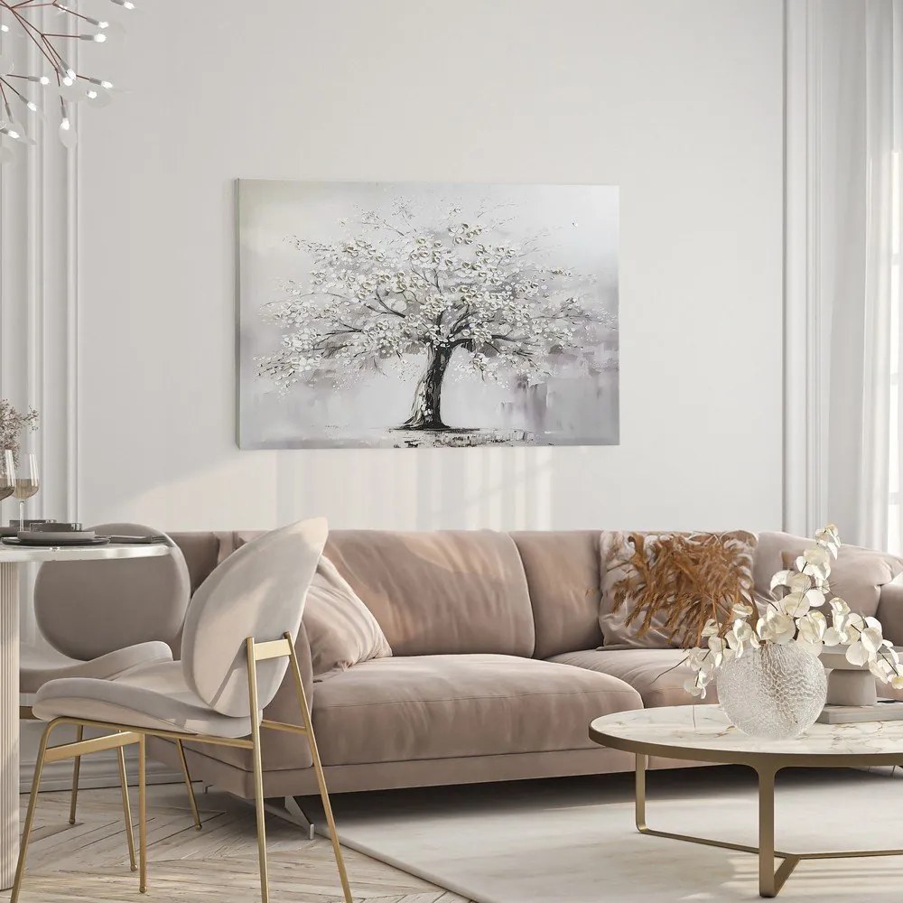 Tablou cu detalii pictate manual 70x100 cm White Tree – Styler
