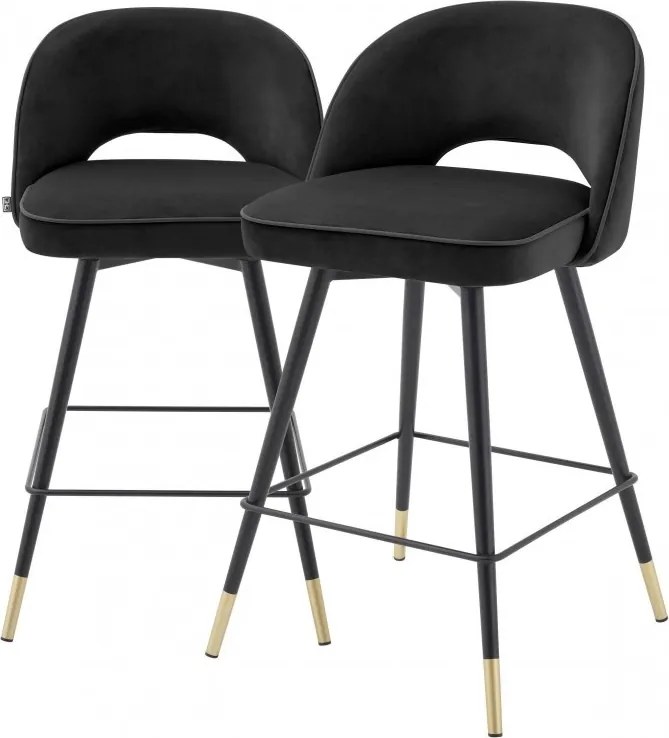 Set de 2 scaune de bar design modern Cliff, H-92,5cm negru 114575 HZ