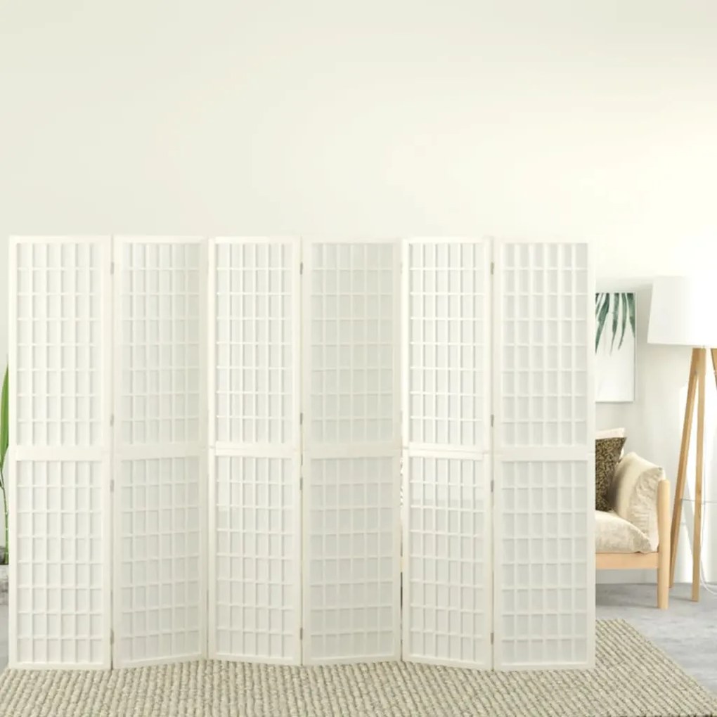 352090 vidaXL Paravan pliabil cu 6 panouri, stil japonez, alb, 240x170 cm