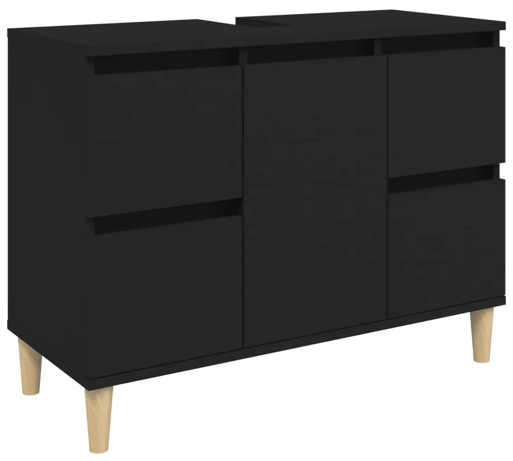 821269 vidaXL Dulap de chiuvetă, negru, 80x33x60 cm, lemn prelucrat