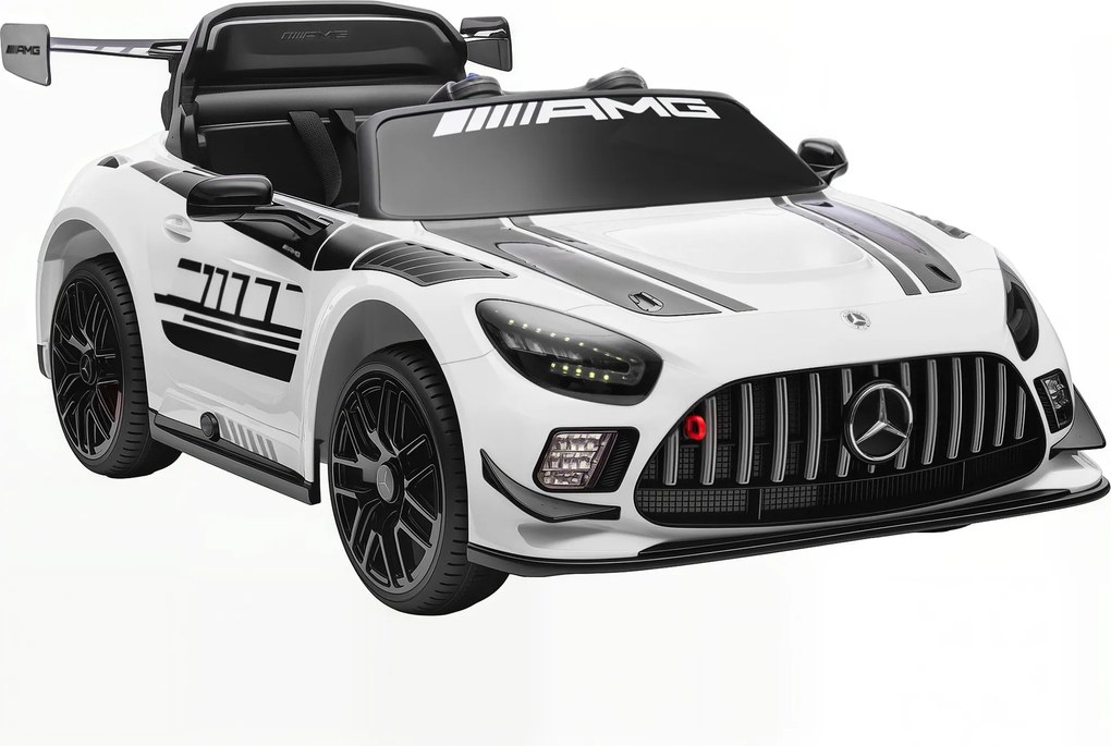 AIYAPLAY Mașinuță Electrică pentru Copii 3-8 Ani Mercedes-AMG 12V cu Telecomandă, Lumini LED, Roți de Transport, Alb | Aosom Romania