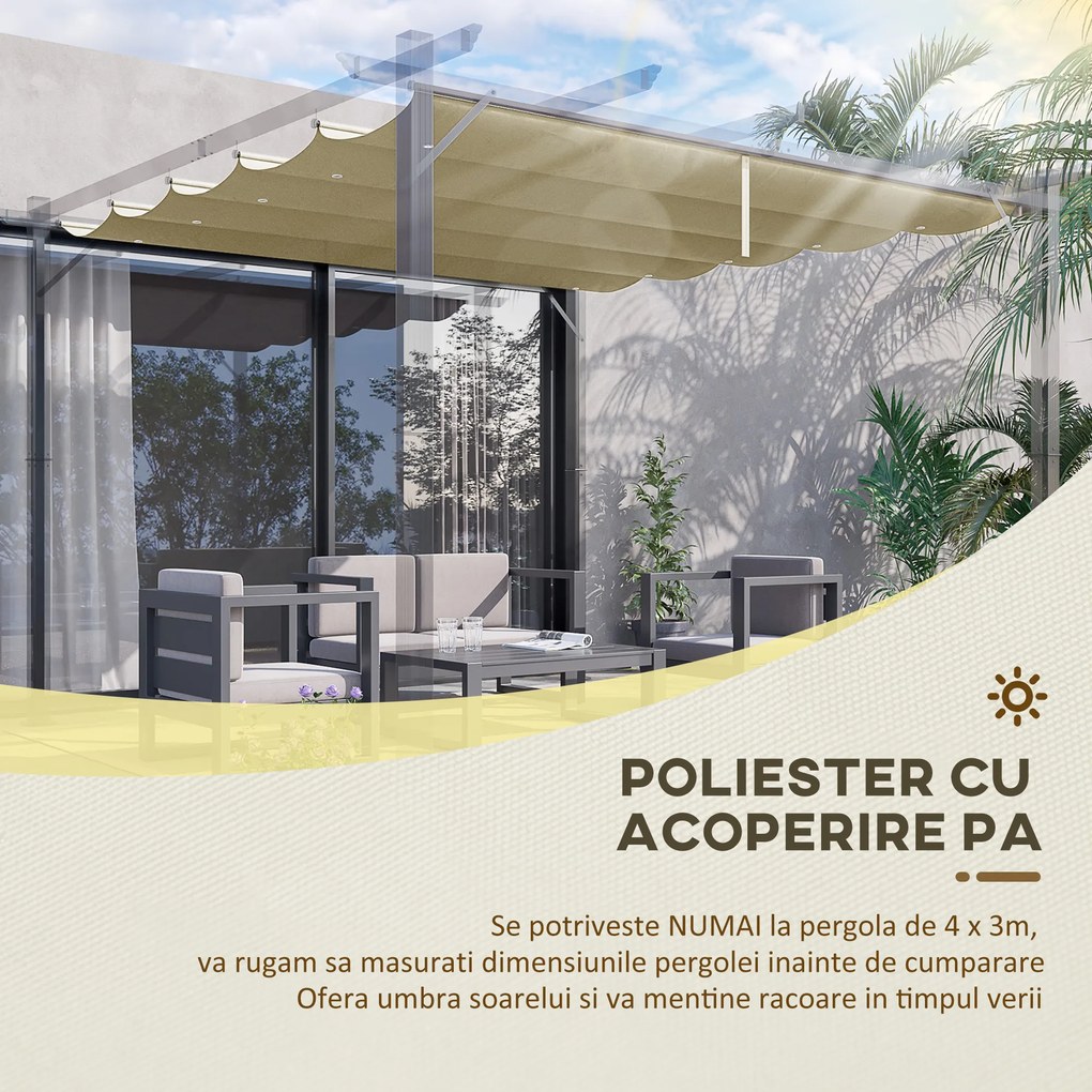 Outsunny Acoperiș de Schimb pentru Pergolă cu 10 Orificii de Drenaj,  Permeabil, 4x3 m, Bej | Aosom Romania