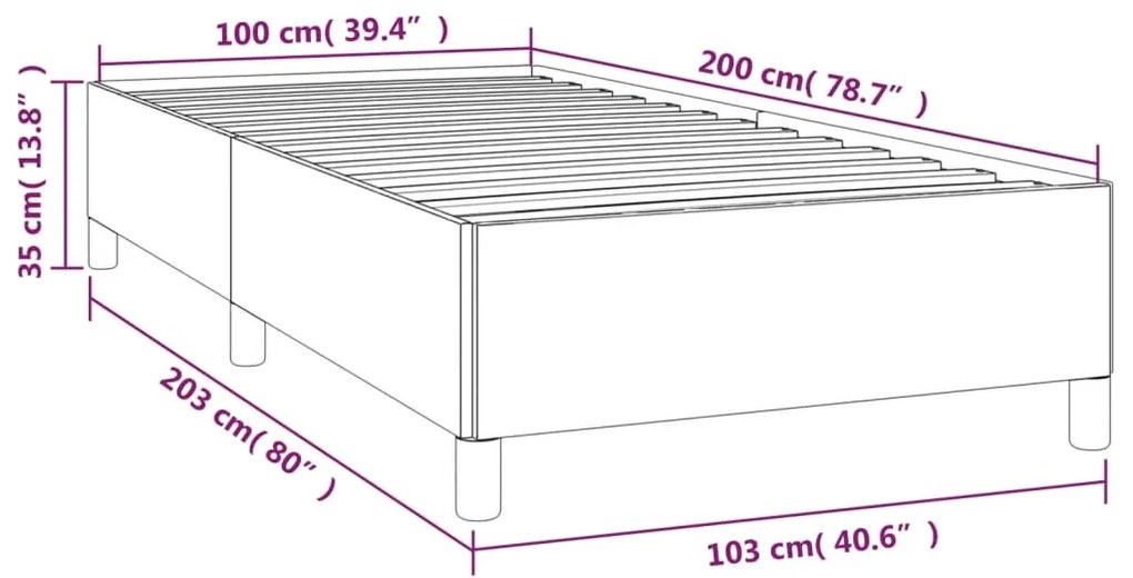 Cadru de pat, gri inchis, 100 x 200 cm, catifea Morke gra, 35 cm, 100 x 200 cm