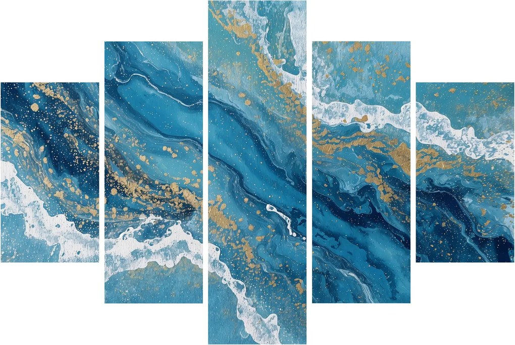 Tablou - Marmură bleu cu aur II. (150x105 cm)