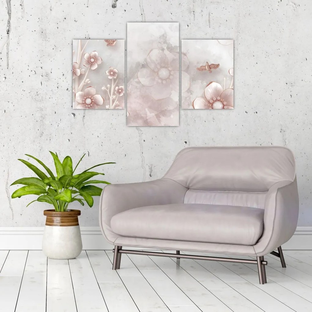 Tablou - Flori roz (90x60 cm)