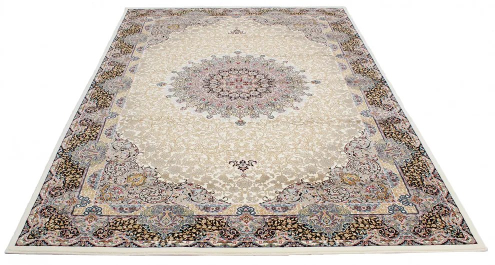 Covor Persan bej Kerman 140x200 covor mecanic elegant pentru living sau dormitor