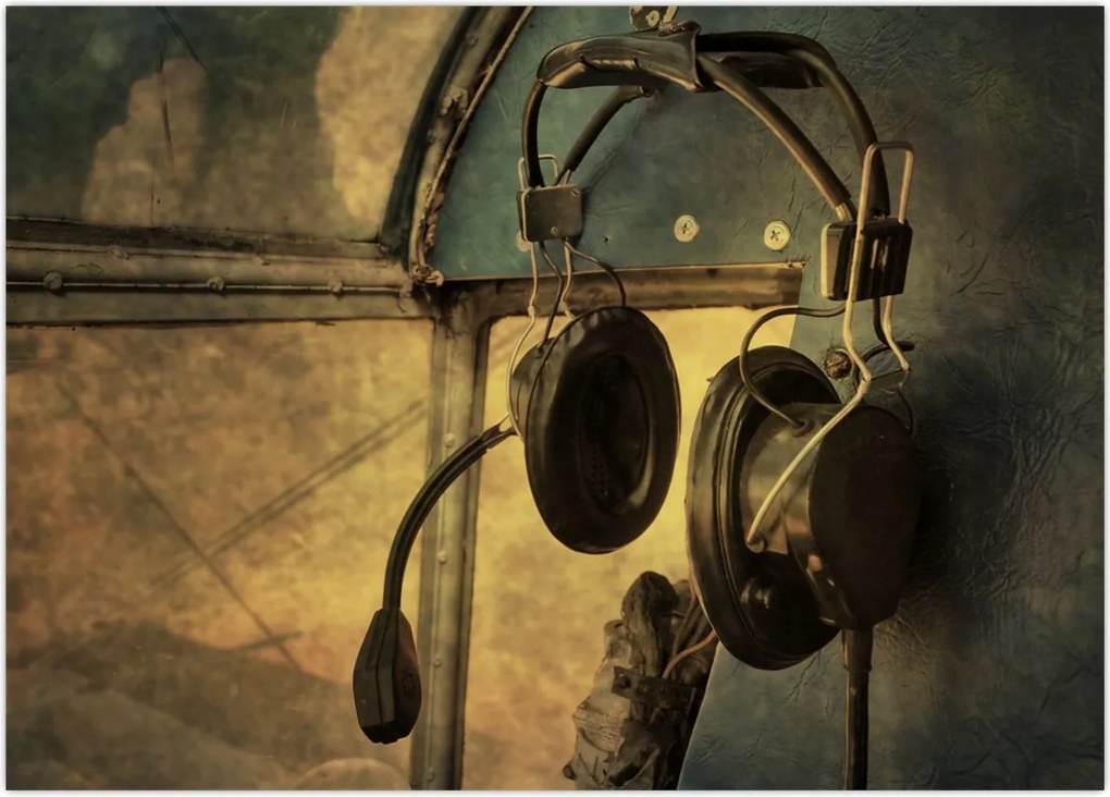 Tablou - Căști de avion de epocă (70x50 cm)