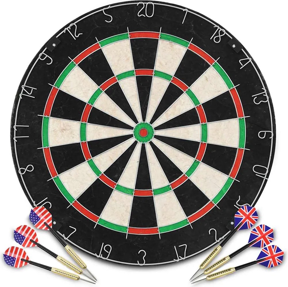 vidaXL Placă de darts profesională cu 6 săgeți, sisal