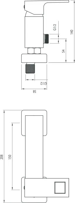 Anemon Black baterie de dus cu prindere in perete finisaj negru BBZN40M