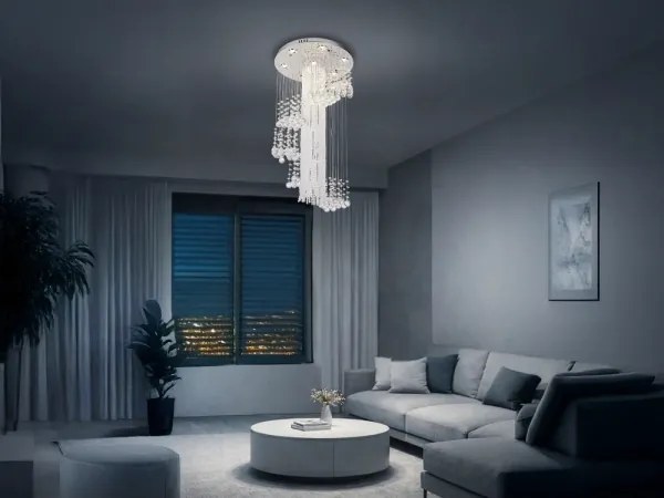 Plafonieră LED cu cristale NAURU LED/24W/230V Ø 45 cm crom lucios + telecomandă