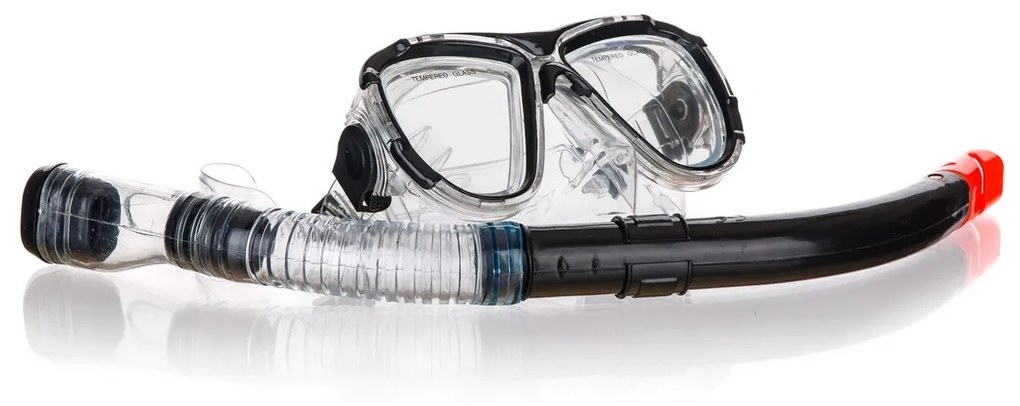 Set de scufundare Sportwell pentru adulți 2 piese,negru și roșu