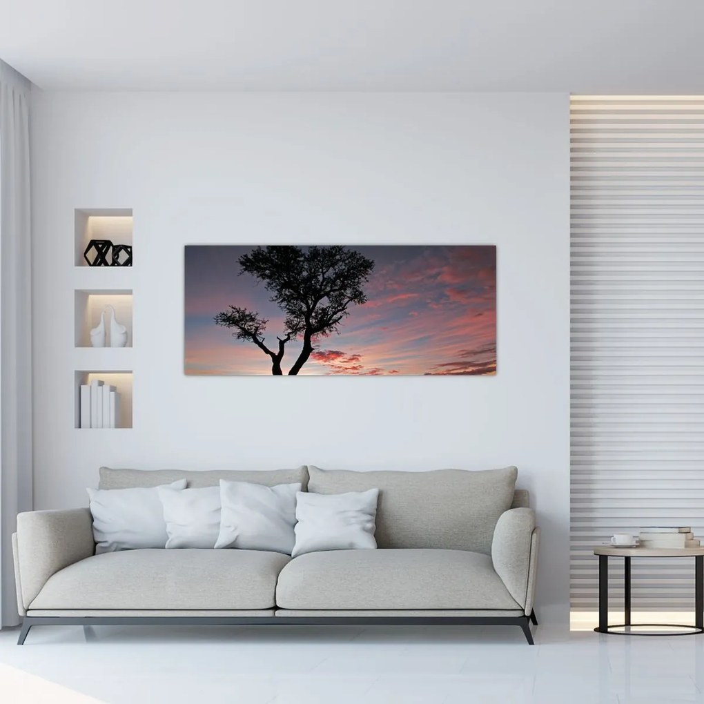 Tablou - Copac și nuanțe roșiatice (120x50 cm)