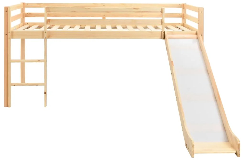 282714 vidaXL Cadru pat copii etajat cu tobogan & scară 97x208cm lemn de pin