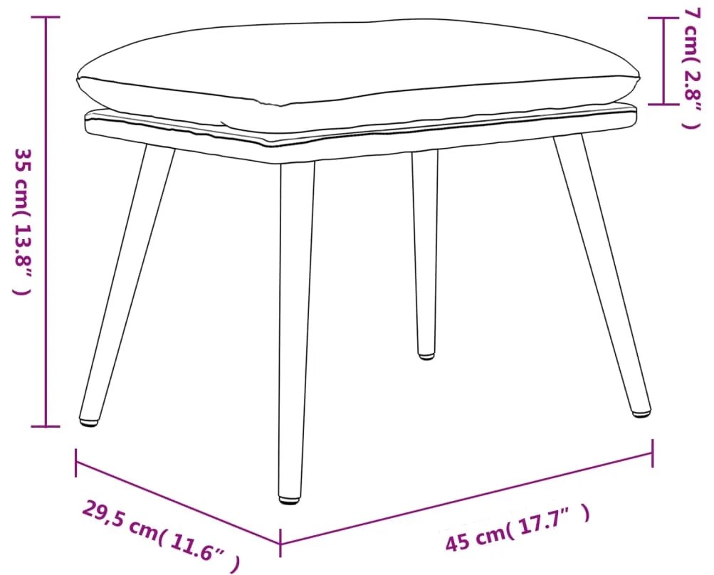 Taburet, maro, 45x30x39 cm, material cu microfibra Maro