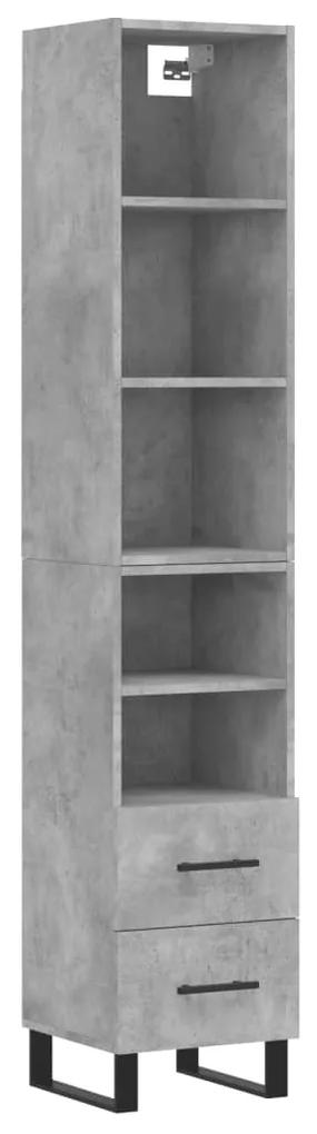 3189793 vidaXL Dulap înalt, gri beton, 34,5x34x180 cm, lemn prelucrat