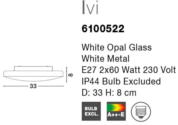 Plafoniera pentru baie moderna IP44 Ivi 33cm NVL-6100522