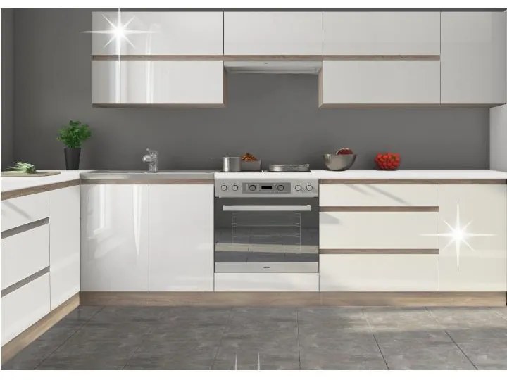 Zondo Bucătărie Lilouse 260 cm Stejar sonoma + Alb ultralucios. 788616